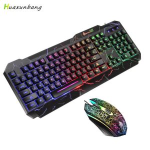Gaming store  גיימינג LED RGB Backlit Gaming Keyboard And Mouse Combo Kit Computer USB Wired Mechanical Waterproof Multimedia Gamer Keyboards For PC