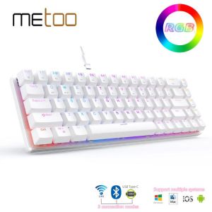 Metoo mini Portable Wireless bluetooth  mechanical Keyboard Red Switch Gaming Keyboard type-c-USB For Desktop Tablet Laptop