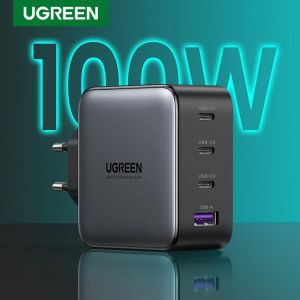 Gaming store  מטענים UGREEN GaN Charger 100W USB C PD Fast Charger QC4.0 3.0 Quick Charge Portable Phone Charger For iPhone 13 Macbook Laptop Tablet